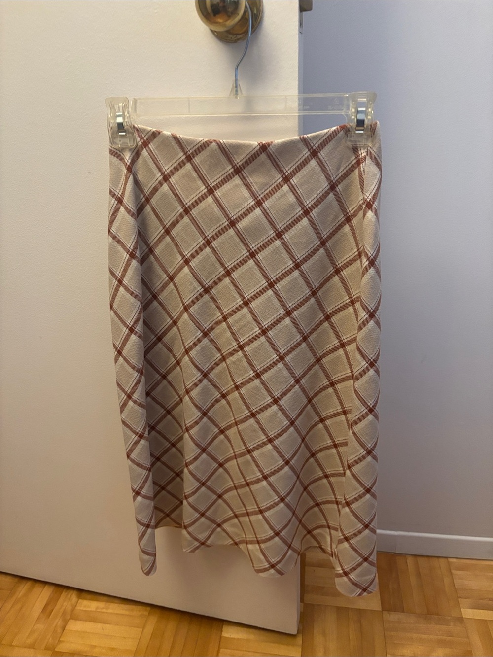 Wilfred Cream and Brown Plaid A-Line Skirt